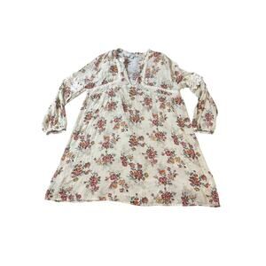 Tassels N Lace Size Small Bohemian Blouse Floral Lightweight V-Neck‎ Tunic Dress